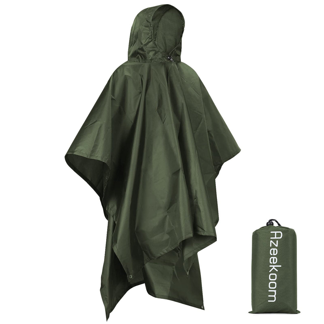 Azeekoom Regenjacke Regenponcho, Regenmantel Wasserdicht Unisex Camping Zelt Campingdecke 3 in 1 Mul