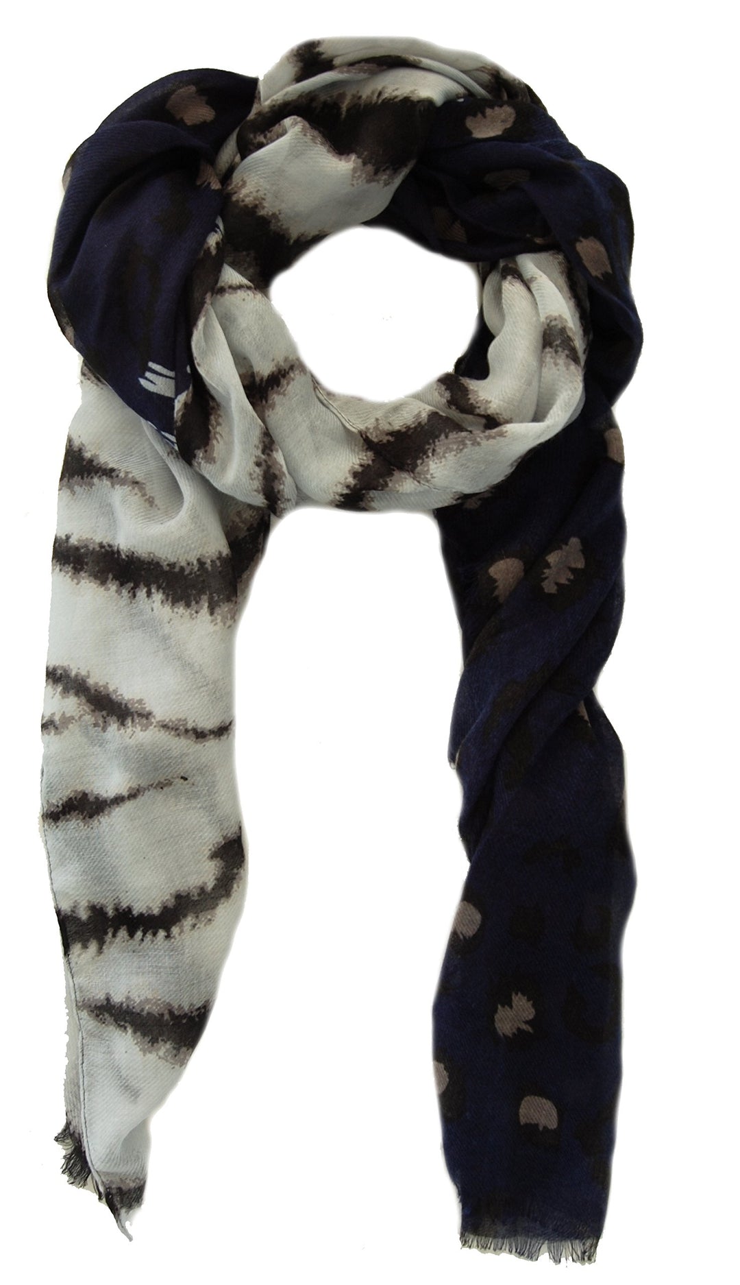 azzesso - Damen Schaltuch Karen, elegante Stola, grosses Halstuch ca. 90x180 cm, Tierprint Zebra Leo
