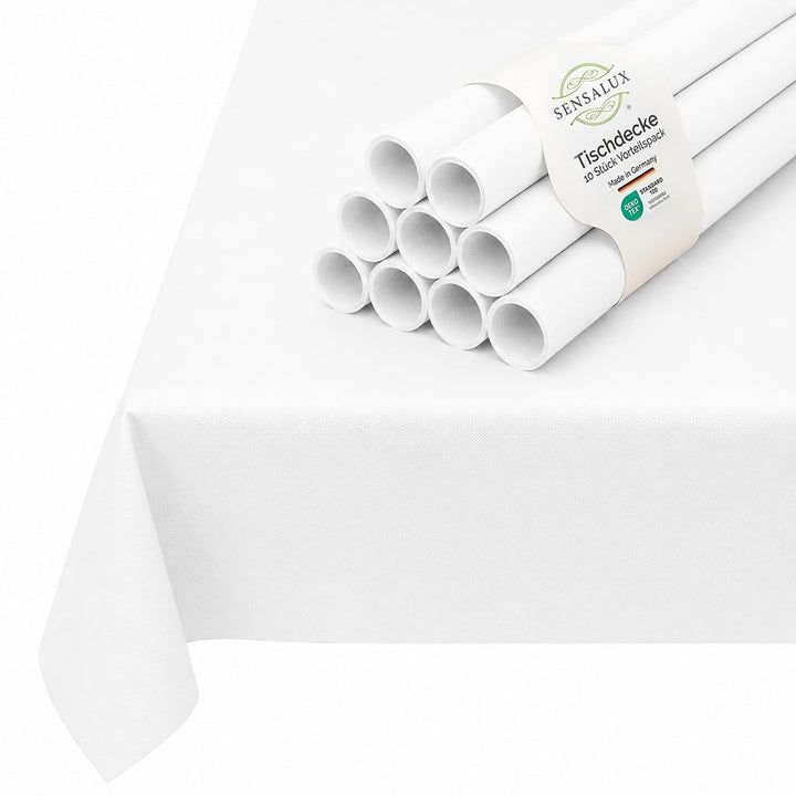 Sensalux Tischdecke, abwaschbar, Vorteilspack, 10 Stück, 1,18m x 2,5m, Weiss 1,18m x 2,5m Weiss, 1,1