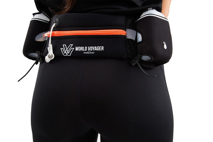 World Voyager Premium Qualität No Bounce Läufer Hydration Gürtel mit Reflektoren, Smartphone Pocket