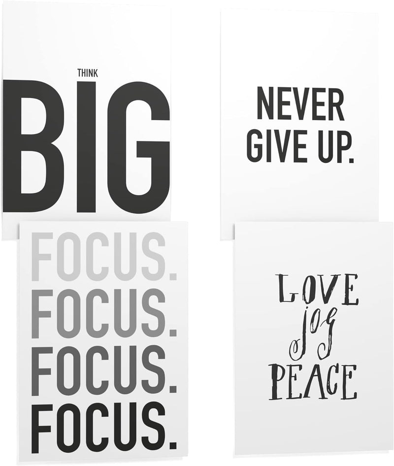 Papierschmiede® Premium Spruchposter Set 4er DIN A1, Motiv: Think Big, Focus Leistung Motivation, Ty