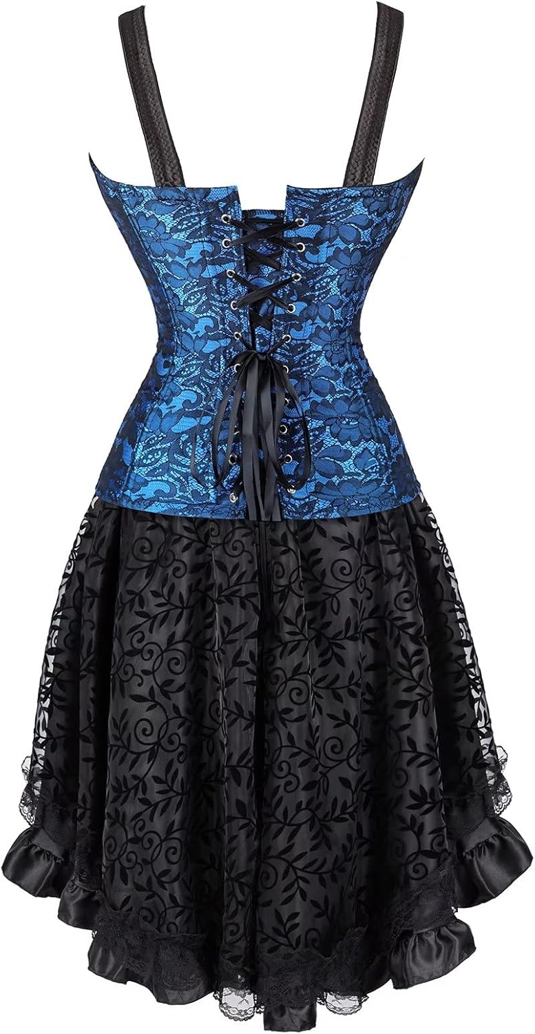 Jutrisujo korsett Corsagenkleid bustier vollbrust corsage kleid strapse viktorianisch Halloween XXS