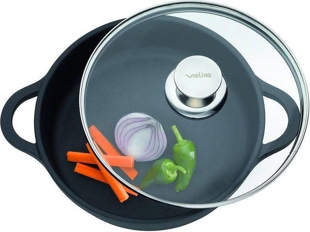 Valira 20 cm kurz Induktions-Stielkasserolle mit Deckel, Schwarz Ø20 cm, Ø20 cm