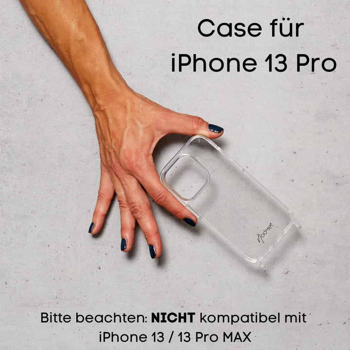 NOOMYA® Premium Fashion Handykette | Set Handyhülle iPhone 13 PRO &amp; Handyband Midnight Star | Handyg