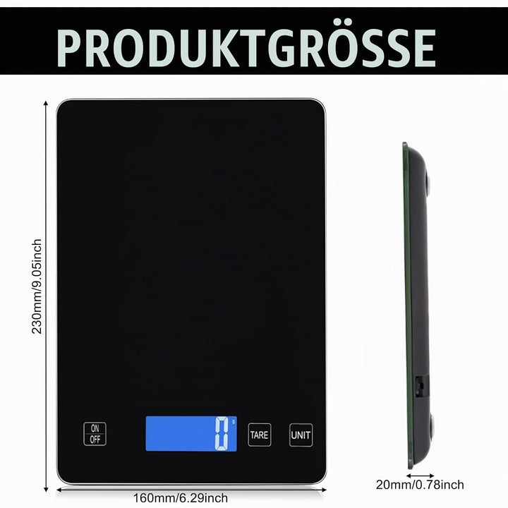 Küchenwaage Digital, 15kg/1g Waage Küchenwaage, USB Wiederaufladbare Digital Küchenwage mit Led Disp