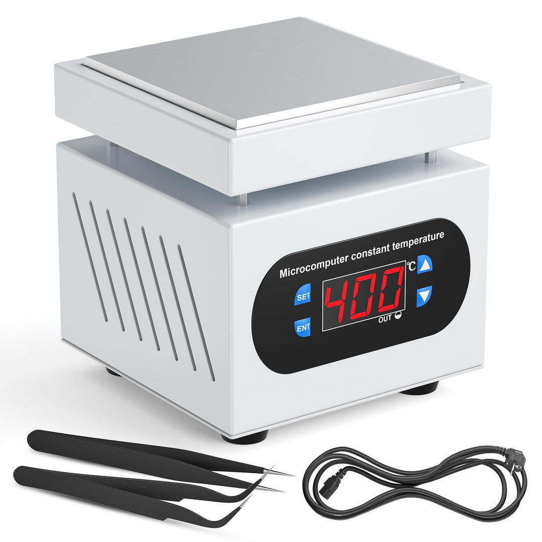 PCB Heizstation, 350W Elektrische Heizplatte Lötstation 100x100 MM, 0-400℃, Vorheizen Station, LED M