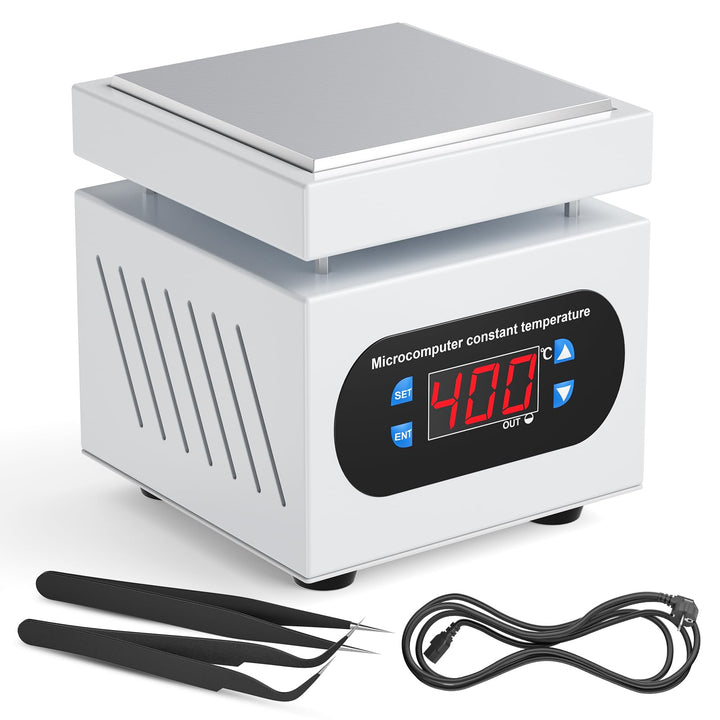 PCB Heizstation, 350W Elektrische Heizplatte Lötstation 100x100 MM, 0-400℃, Vorheizen Station, LED M