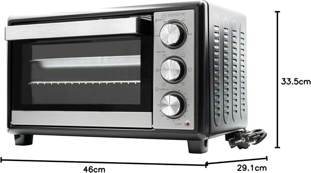 BEHOME Elektrischer Ofen mit Umluft, klein, 20 l, Temperatur bis zu 230 °, Timer 60 min, elektrische