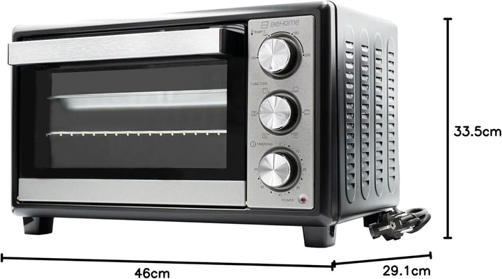 BEHOME Elektrischer Ofen mit Umluft, klein, 20 l, Temperatur bis zu 230 °, Timer 60 min, elektrische