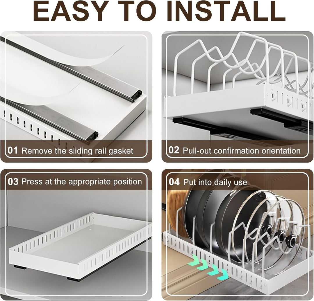 Topfdeckelhalter, Deckelhalter Schublade für Topfdeckel, Topfdeckel Organizer Schublade Ausziehbar D