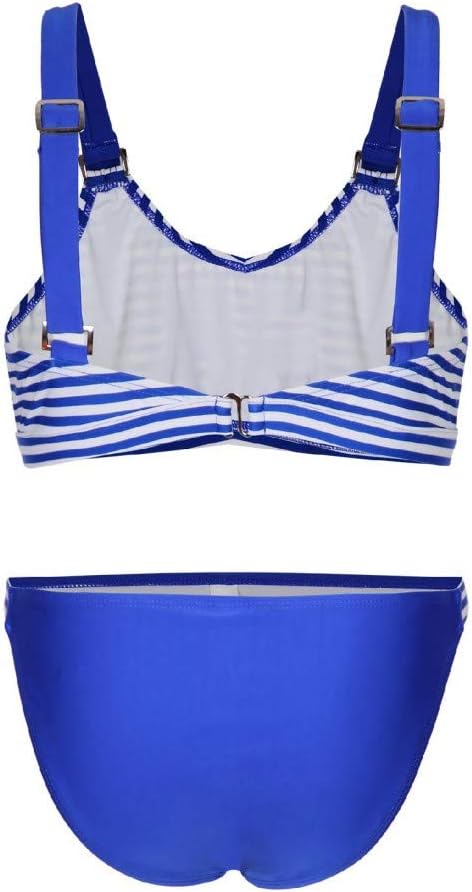 La-V Mädchen Bikini Zweiteilig Sport 140-146 Blau Gestreift, 140-146 Blau Gestreift