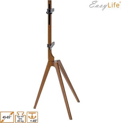 EasyLife - TV Stativ Holz Staffelei Tripod - Studio TV Stand bis 65'' Zoll & 40 kg Fernseher/Monitor