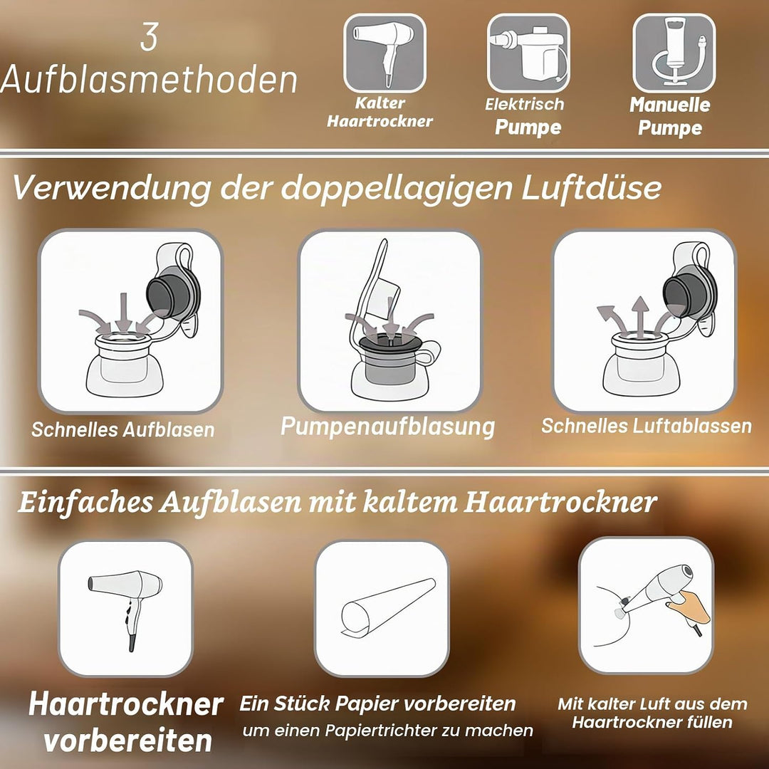 Rausfallschutz Aufblasbar, Rausfallschutz Bett – Tragbar und Faltbar (Geeignet für Reisen), Rutschfe