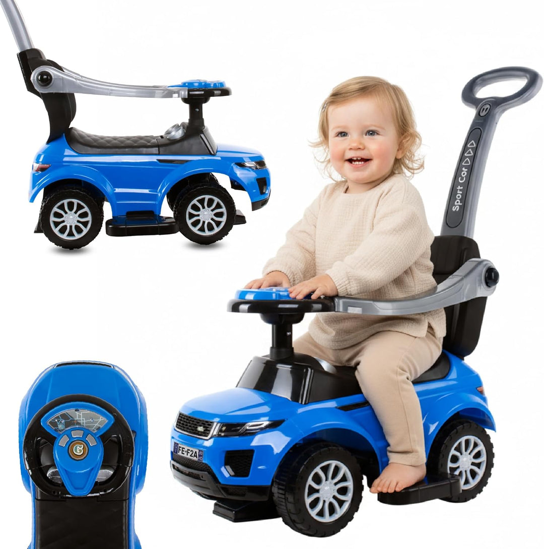 4in1 Kinderauto Rutschauto ab 2 Jahre und Schiebeauto mit Hupe und Musik, Rutschauto mit Stauraum un