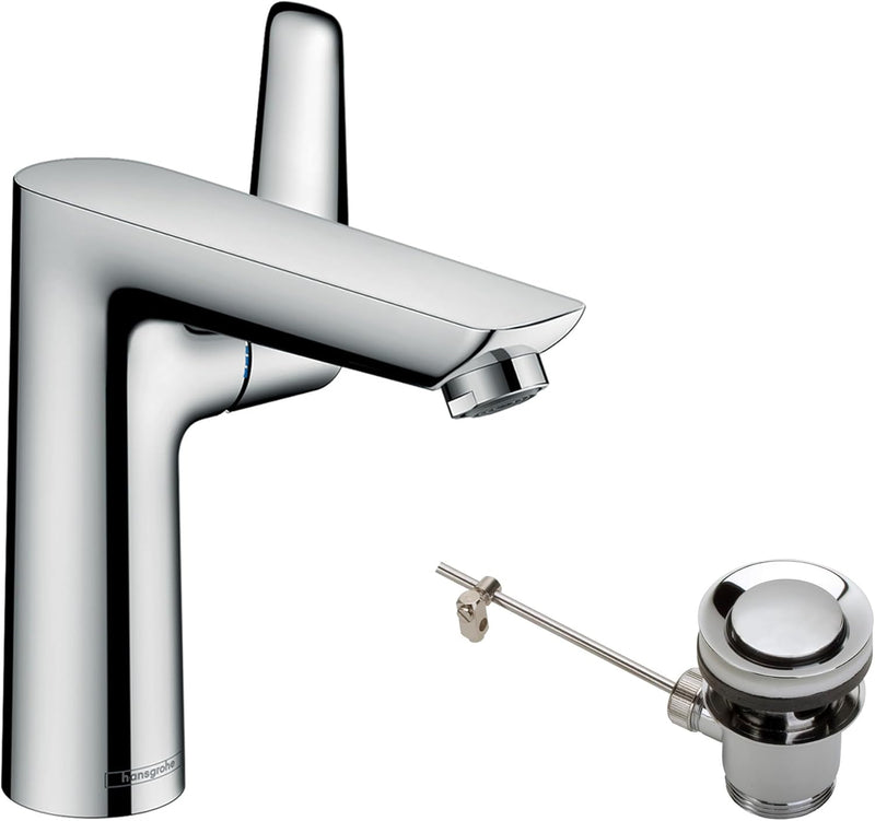 hansgrohe Wasserhahn Talis E (Armatur mit Auslauf Höhe 150mm und Zugstangen-Ablaufgarnitur) Chrom Ch