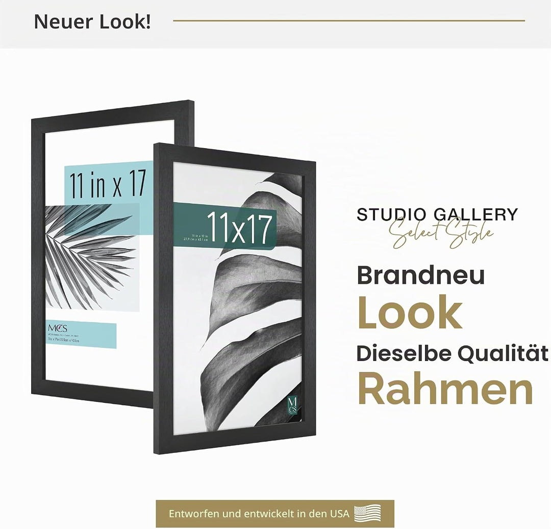 MCS Studio Galerie-Rahmen, schwarze Holzmaserung, 27,9 x 43,2 cm, Einzelbett Schwarz Holz-Optik 11 x