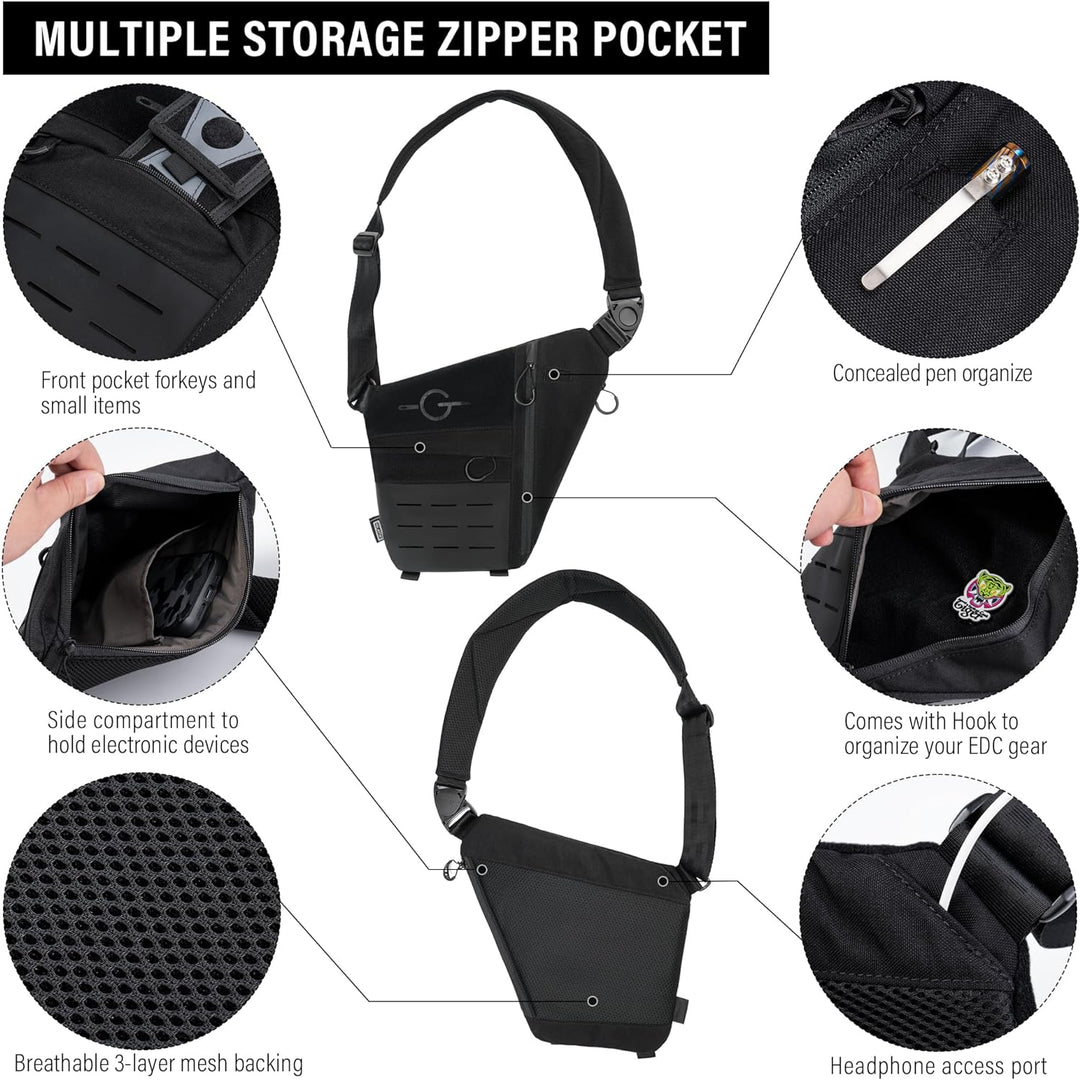 TACTICAL GEEK Cache L1 Umhängetasche Leichter Brustrucksack Umhängetasche Anti-Diebstahl Wasserdicht