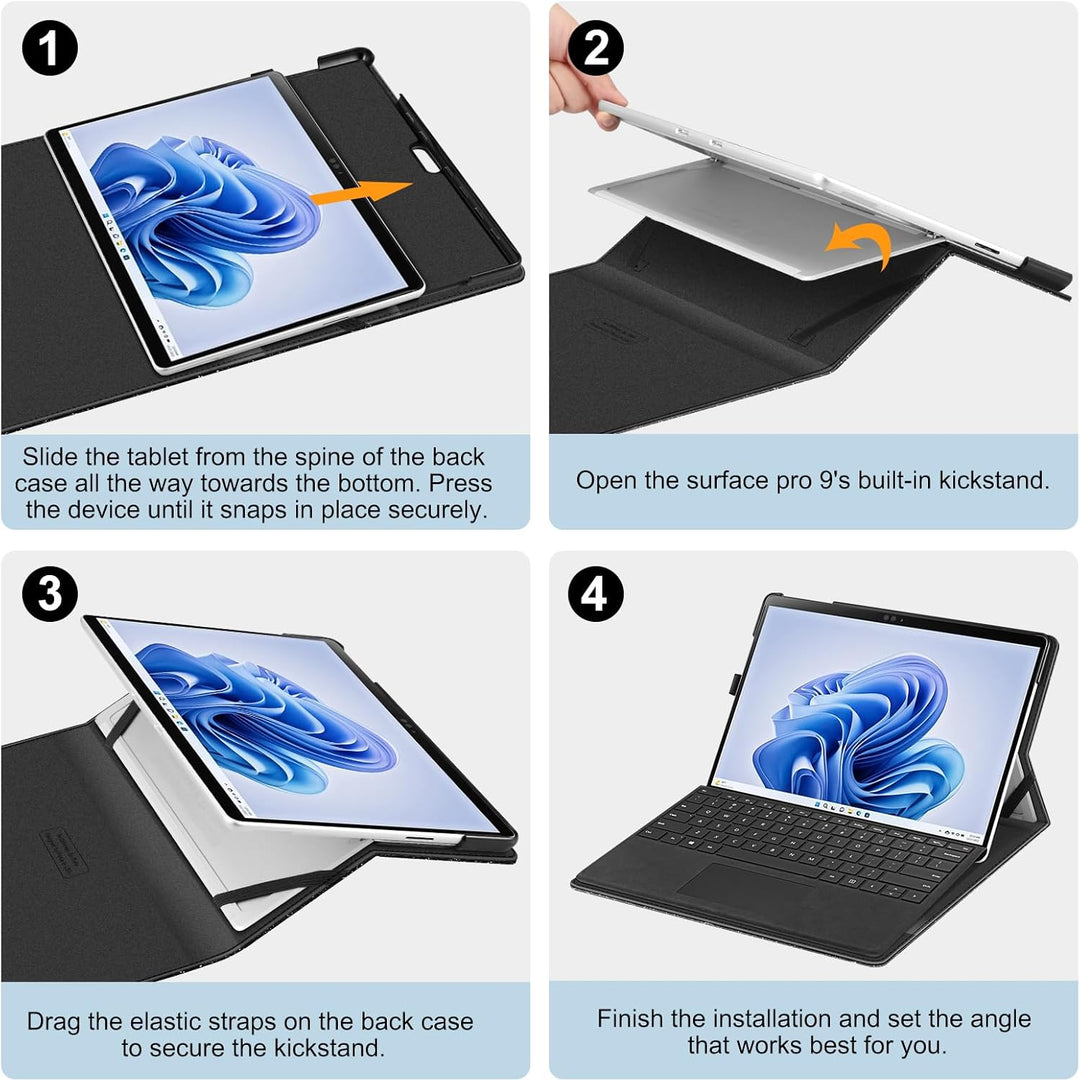 Fintie Hülle für Microsoft Surface Pro 11/10 / 9 (2024-2022) 13 Zoll - Multi-Sichtwinkel Kunstleder