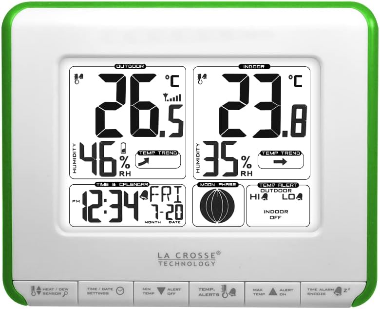 LA CROSSE TECHNOLOGY WS6812W-GREEN Wetterstation, Weiss/Grün
