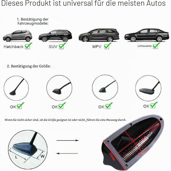 Possbay Car Antenna, Shark Fin Antenna AM FM Radio Signal Aerial Adhesive Tape Base Super Functional