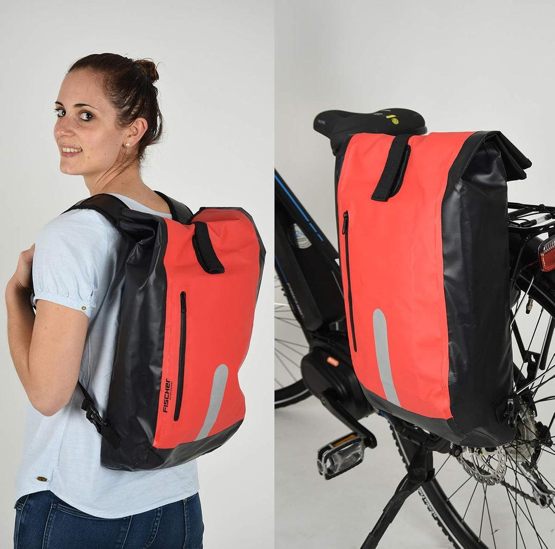 FISCHER 86282 Gepäckträger-Tasche für das Fahrrad, mit Rucksackfunktion, wasserdichtes Material, kom