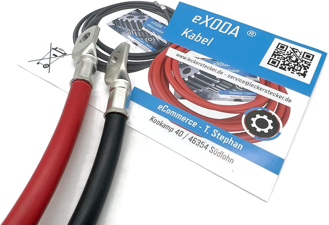 Exoda Batteriekabel Set 35 mm² 200 cm M8 flexible Kabelschuhe geeignet für Auto Boot Motorrad Lkw bi