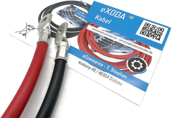 Exoda Batteriekabel Set 35 mm² 200 cm M8 flexible Kabelschuhe geeignet für Auto Boot Motorrad Lkw bi