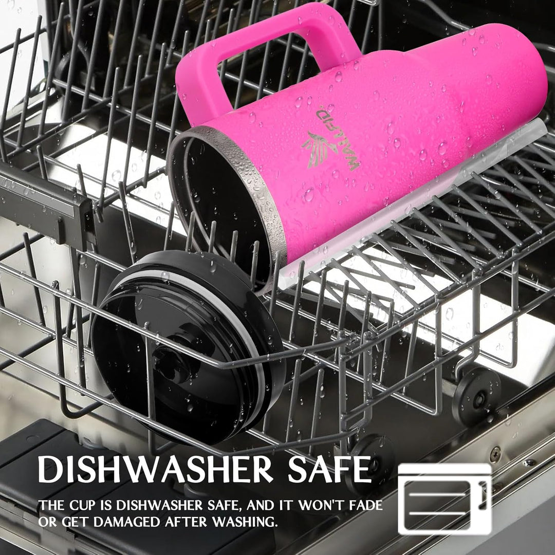 WALLFID 40oz Thermobecher aus Edelstahl, Vakuum-Isoliert mit Deckel, 3 Strohhalmen und 1 Strohhalm B