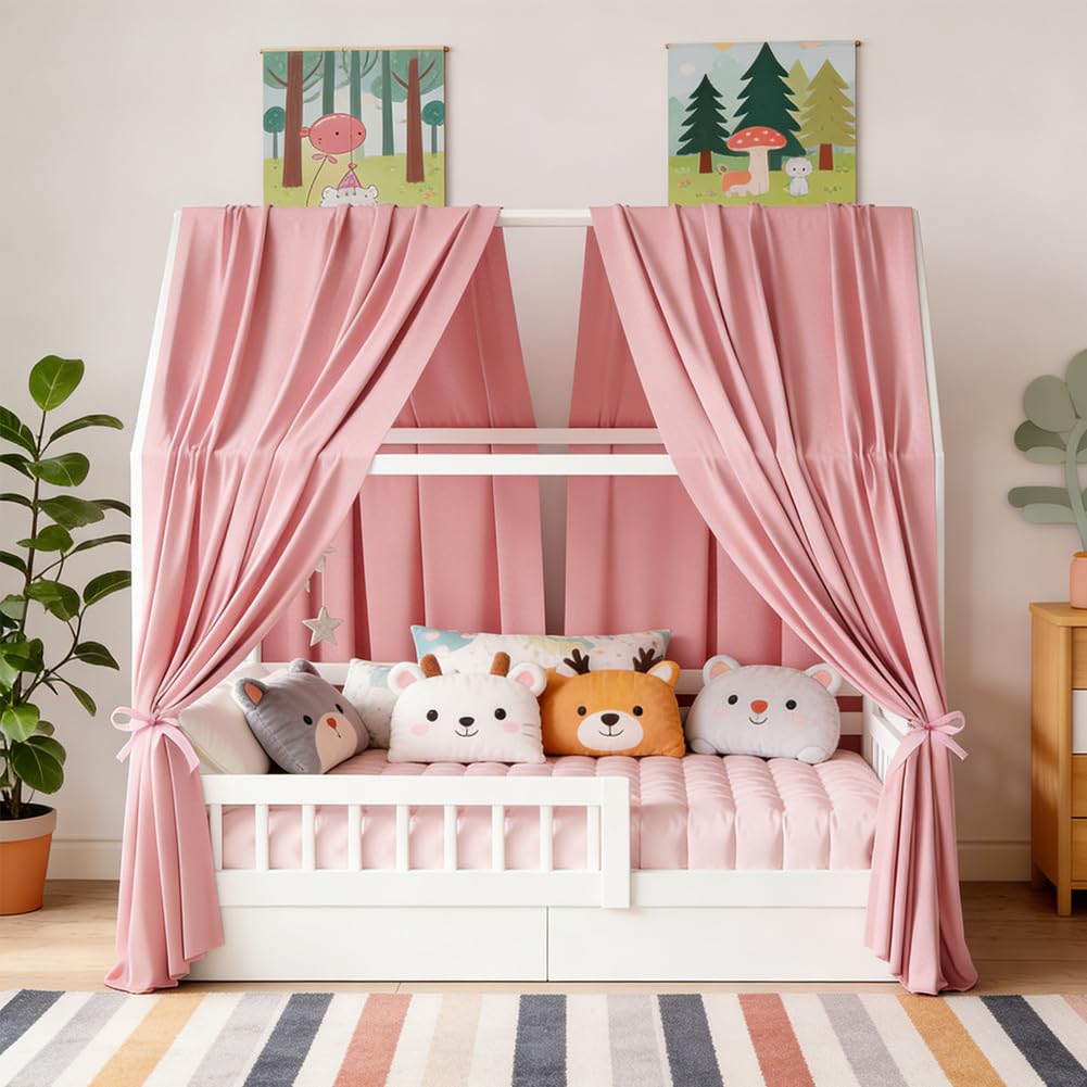Yuragim Hausbett Himmel, Betthimmel Hausbett Baumwolle Musselin 2 Stück Stoffhimmel für Hausbett Dek