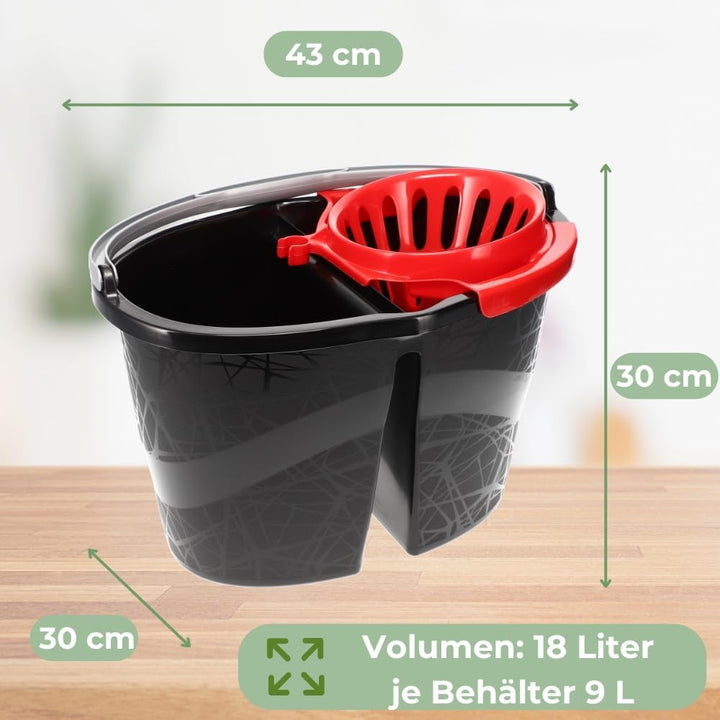 Wischeimer 18 L Putzeimer Zweikammer Doppel Wasser Eimer mit Presse Auswringer