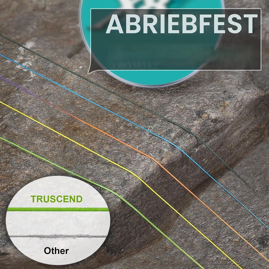 TRUSCEND Geflochtene Angelschnur 8fach, Angelzubehör Angelschnur geflochten glatt und ultradünn, PE