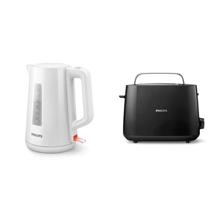 Philips HD9318/00 Wasserkocher Serie 3000, 1,7l, Federdeckel, LED-Anzeige, weiss &amp; HD2581/90 Toaster