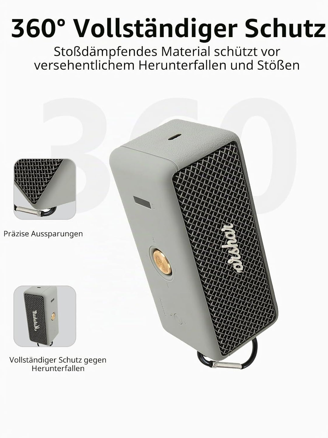 Schutzhülle aus Silikon für Marshall Emberton II tragbare Bluetooth-Lautsprecher – stossfest, staubd
