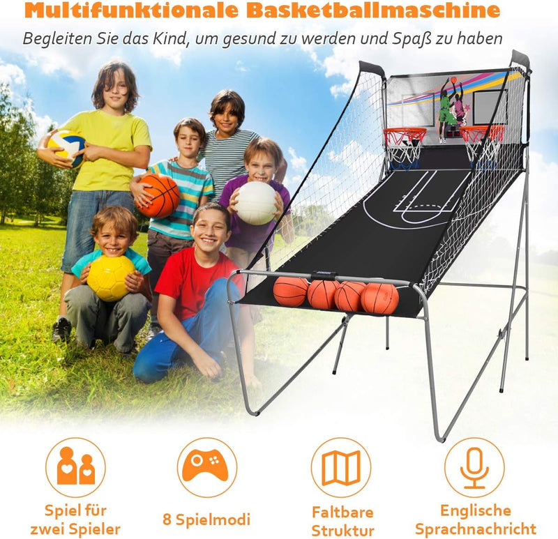 GOPLUS Basketball-Schiessmaschine, Basketballständer inkl. 4 Basketbälle und Pumpe, Basketballkorb k