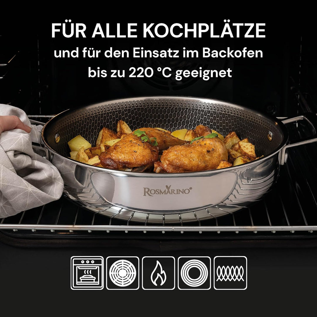 Rosmarino HexaPro 3.0 Topf- und Pfannenset mit Deckeln - 8-teilig, verschiedene Grössen, aus Edelsta