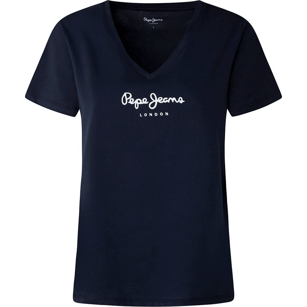 Pepe Jeans Damen Wendy V Neck T-Shirt XS Blue (Dulwich), XS Blue (Dulwich)