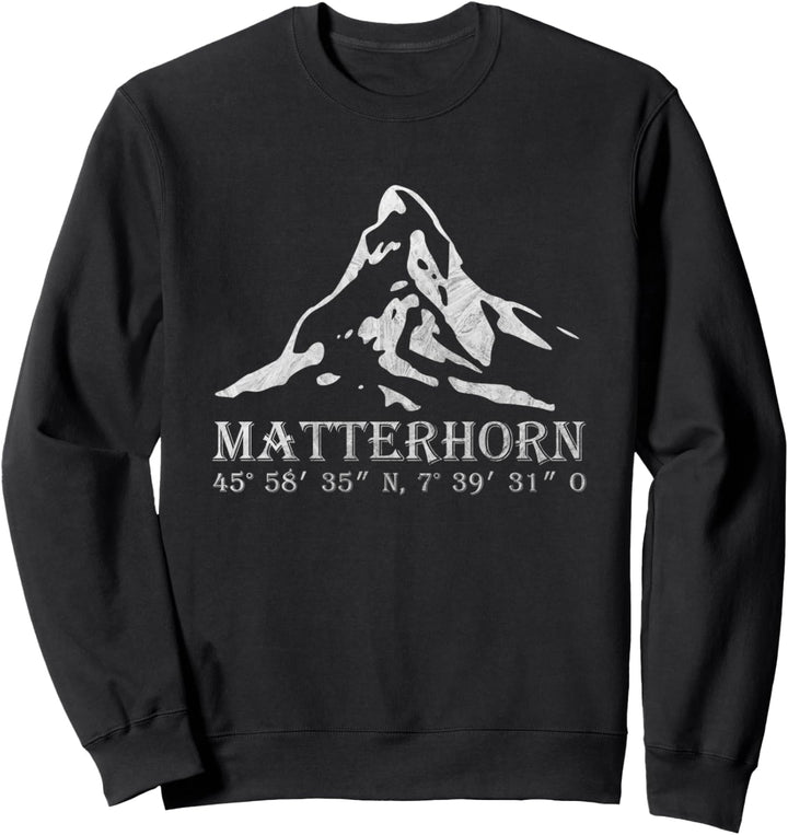 Matterhorn Berg Alpen Wandern GPS Koordinaten Wanderer Sweatshirt
