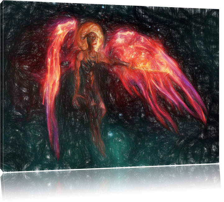 Pixxprint Alien Teufel im Weltraum als Leinwandbild/Grösse: 100x70 / Wandbild/Kunstdruck/fertig besp