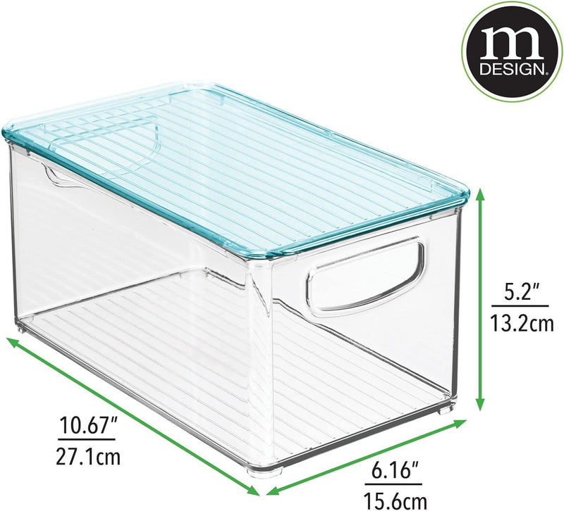 mDesign 4er-Set Kinderzimmer Organizer mit Deckel – Sortierbox mit praktischen Griffen – Kunststoffb