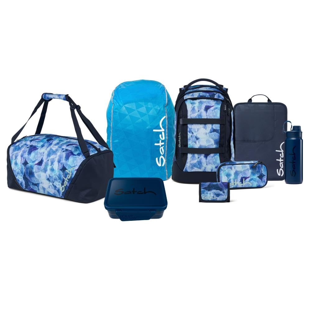 Satch Pack Kollektor Edition Schulrucksack Set 8tlg. inkl. Brotdose und Trinkflasche (Blurry Sky), B