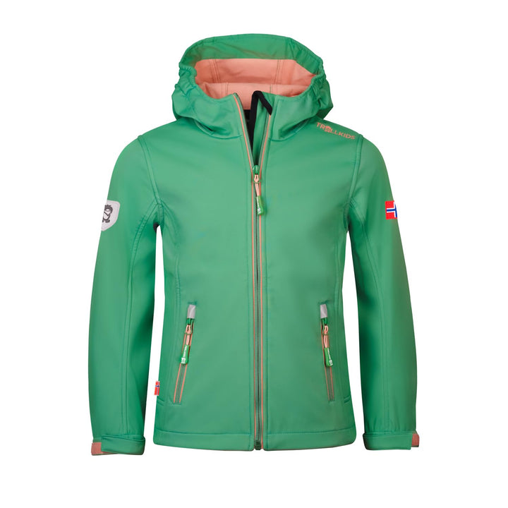 Trollkids Kids Trollfjord Jacket Leaf Green/Dahlia 176, Leaf Green/Dahlia 176