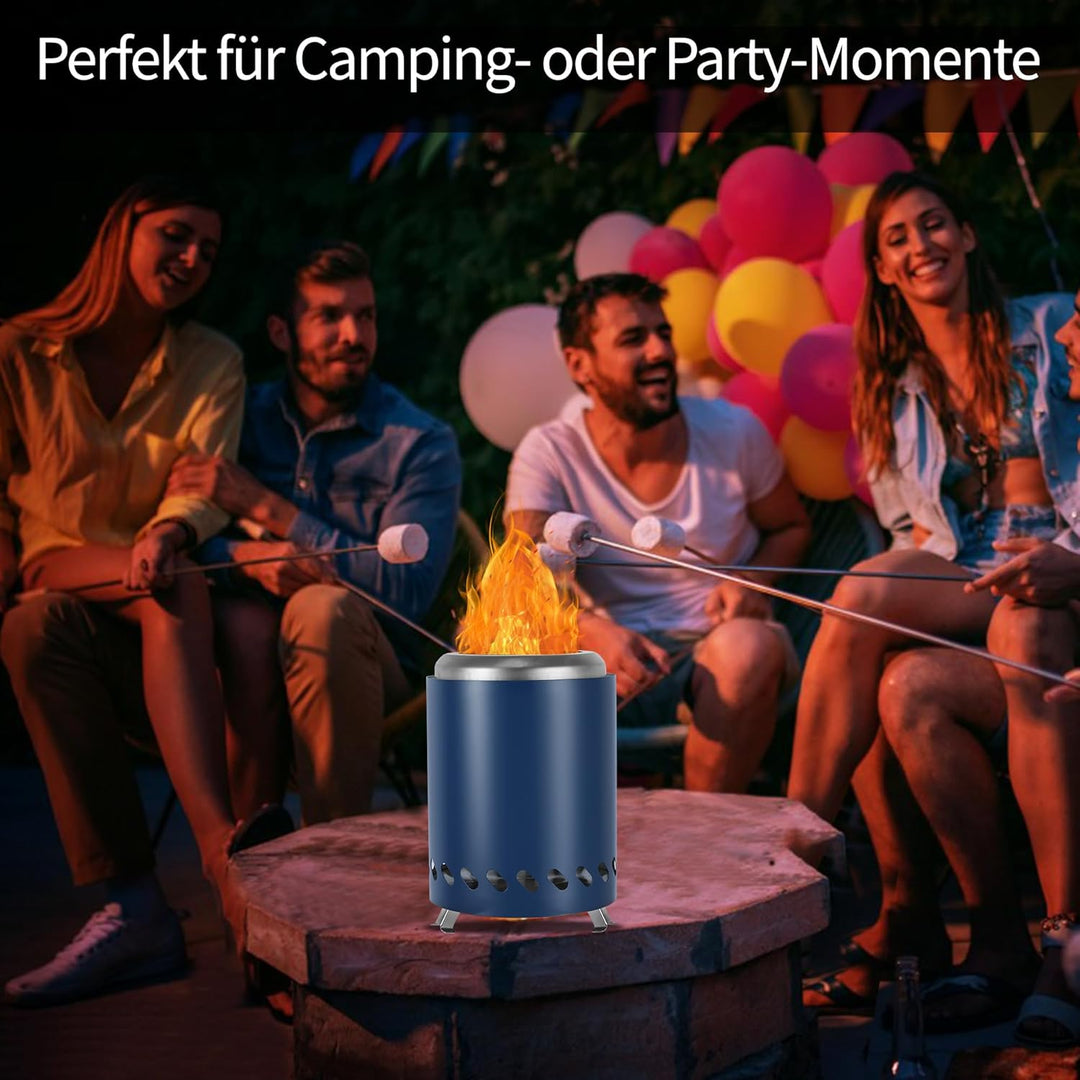 Tragbare Mini Feuerschale Edelstahl Camping mit Reisetasche, 14cm ⊘ * 20cm H Rauchfreie Feuerschale