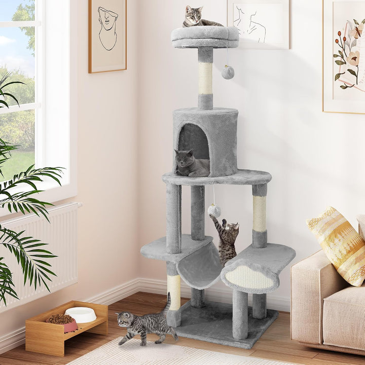 YITAHOME Kratzbaum, Stabiler Kratzbaum für Katzen, mehrstöckiger Kletterbaum mit Hängematte, hohes,