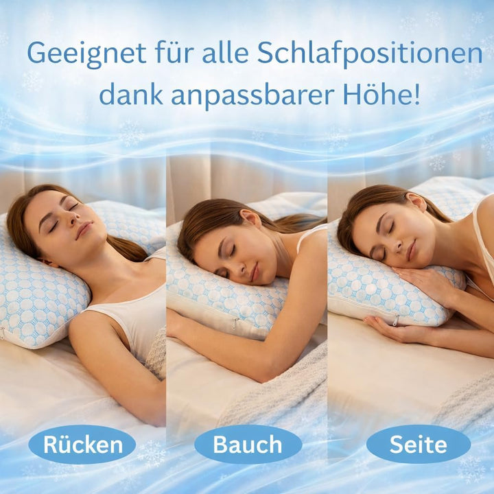 Kühlendes Kopfkissen 40x80 mit Kühlfunktion, Memory Foam Kissen ergonomisch, Nackenstützkissen für S