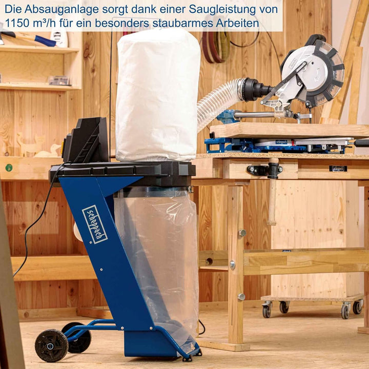 Scheppach DC500 Absauganlage inkl. 4 TLG. Adapterset | 550W Leistung | 75L Auffangsack | Absaugstutz
