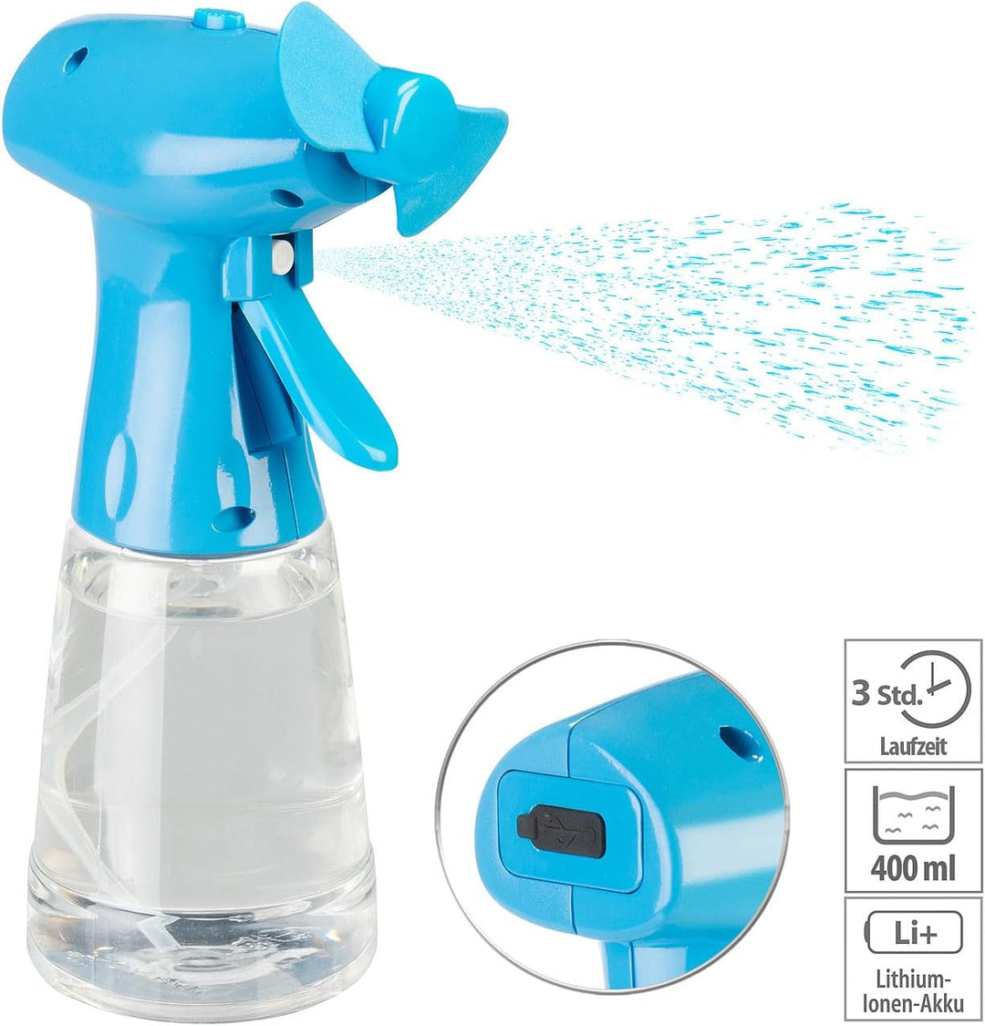 PEARL Ventilator mit Wasser: 4er-Set Akku-Handventilator mit Wassersprüher, 400 ml, 800mAh (Handvent