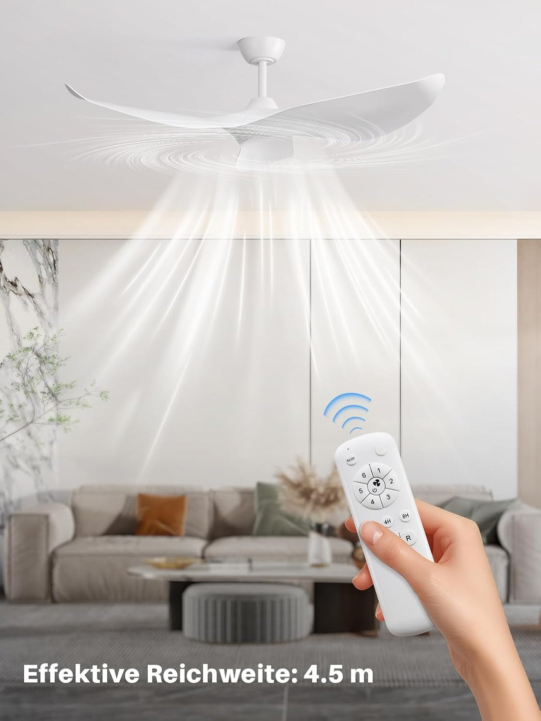 Sofucor Deckenventilator mit Fernbedienung, 97cm Deckenventilator für Schlafzimmer, 3 Flügeln, 6 Ges