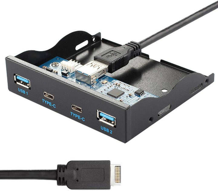 cablecc USB 3.1 Frontpanel Header auf USB-C & USB 3.0 HUB 4 Ports Frontpanel Motherboard Kabel für 3