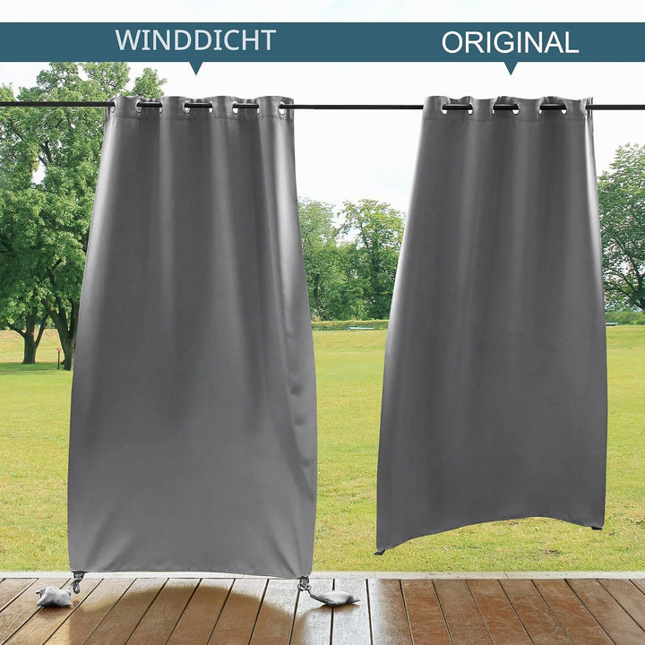 PONY DANCE Outdoor Vorhang Wetterfest mit Ösen und Gewichteten Säcken 2er Set H 213 x B 132 cm Outdo