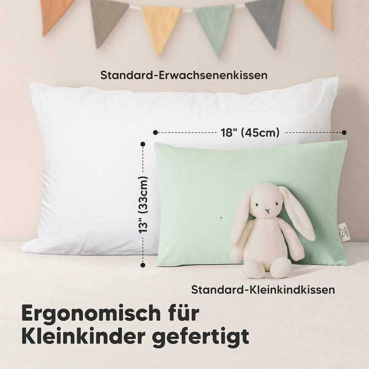 2er Pack Kleinkind Kissen 33 x 45 cm - Weich Bio Baumwolle Kissen Kinder - Kleinkind Kopfkissen Zum